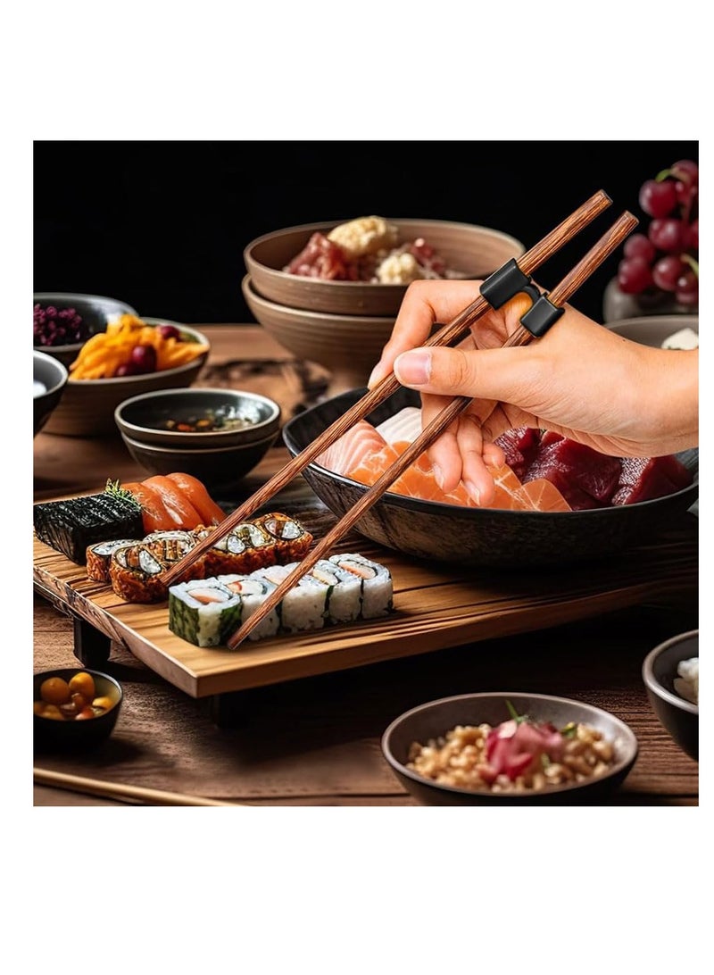 سونسر 6 قطع من عيدان تناول الطعام القابلة لإعادة الاستخدام، عيدان تناول الطعام القابلة لإعادة الاستخدام، عيدان تناول الطعام التدريبية للبالغين، المبتدئين، المدربين أو المتعلمين (أسود) - Image 5