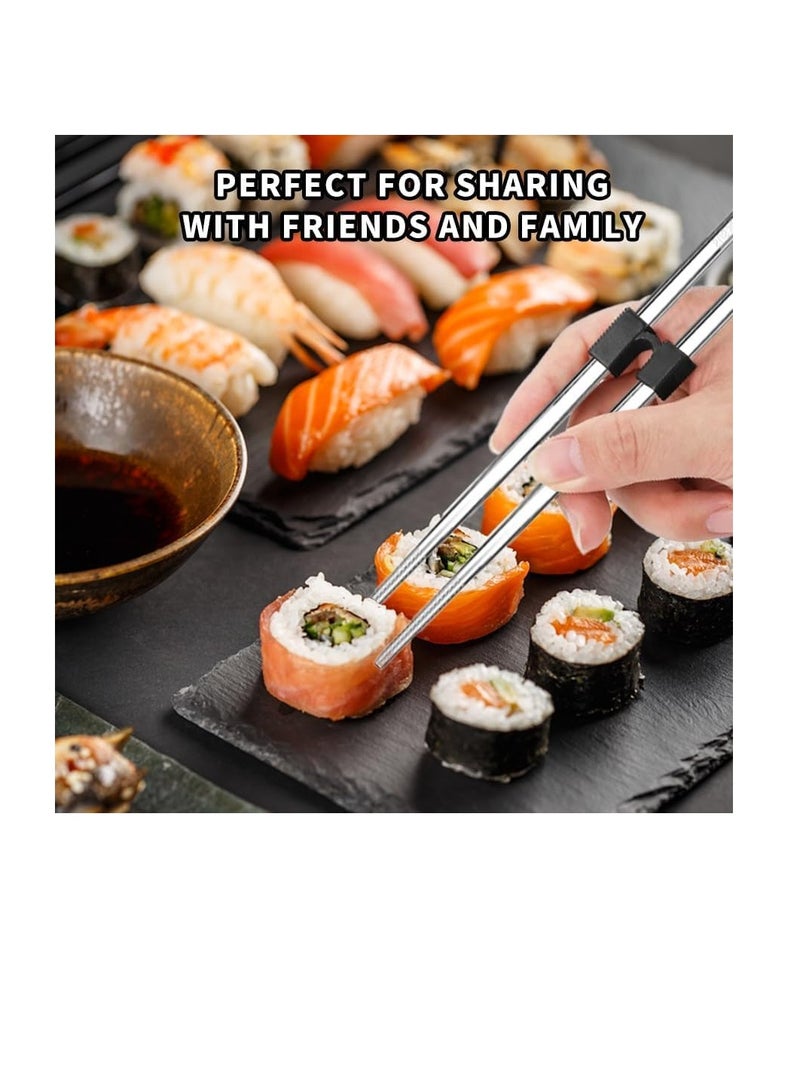 سونسر 6 قطع من عيدان تناول الطعام القابلة لإعادة الاستخدام، عيدان تناول الطعام القابلة لإعادة الاستخدام، عيدان تناول الطعام التدريبية للبالغين، المبتدئين، المدربين أو المتعلمين (أسود) - Image 3