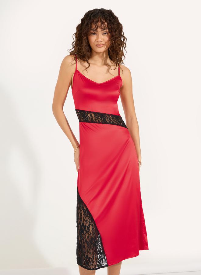 Styli Lace Inset Slip Dress  - Image 2