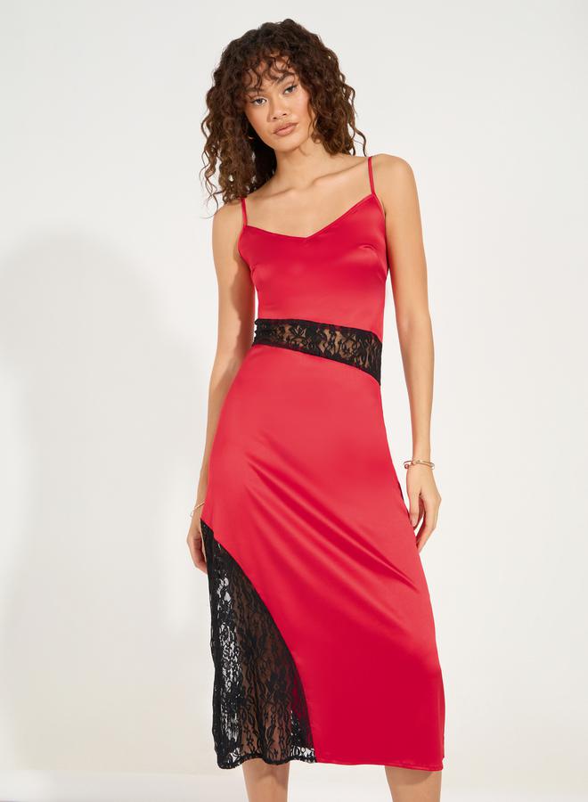 Styli Lace Inset Slip Dress  - Image 5
