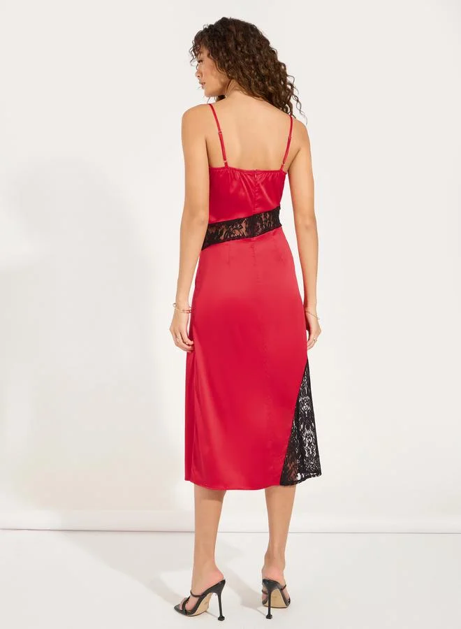 Styli Lace Inset Slip Dress