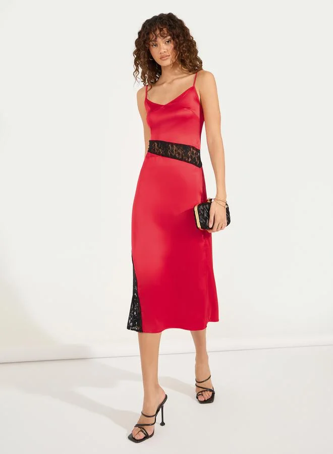 Styli Lace Inset Slip Dress