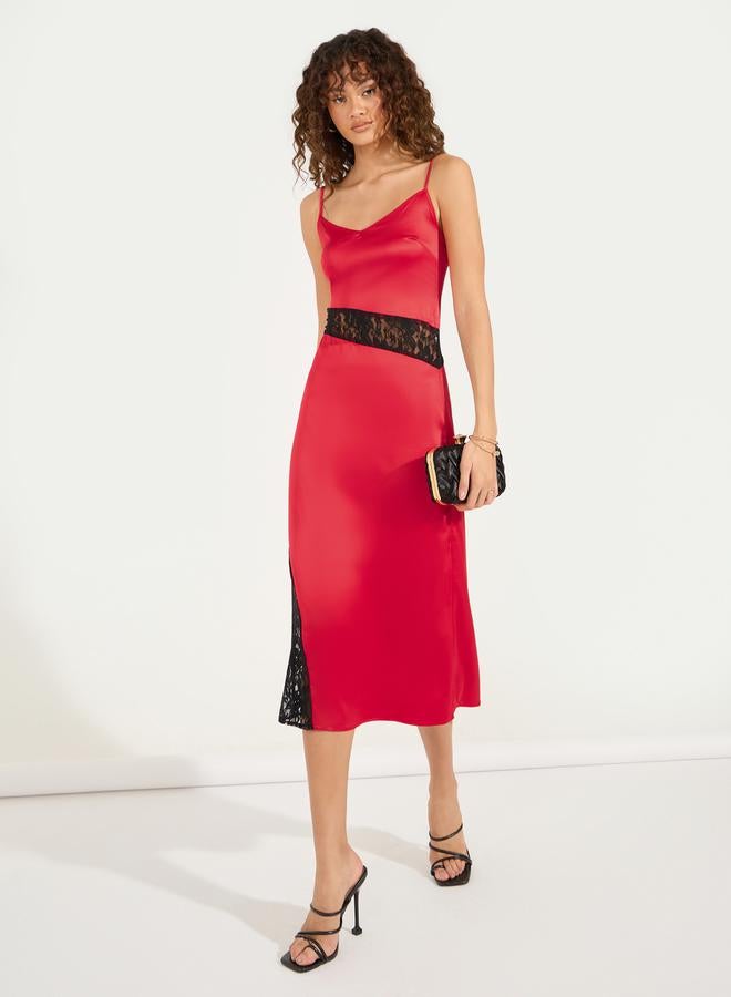 Styli Lace Inset Slip Dress  - Image 4