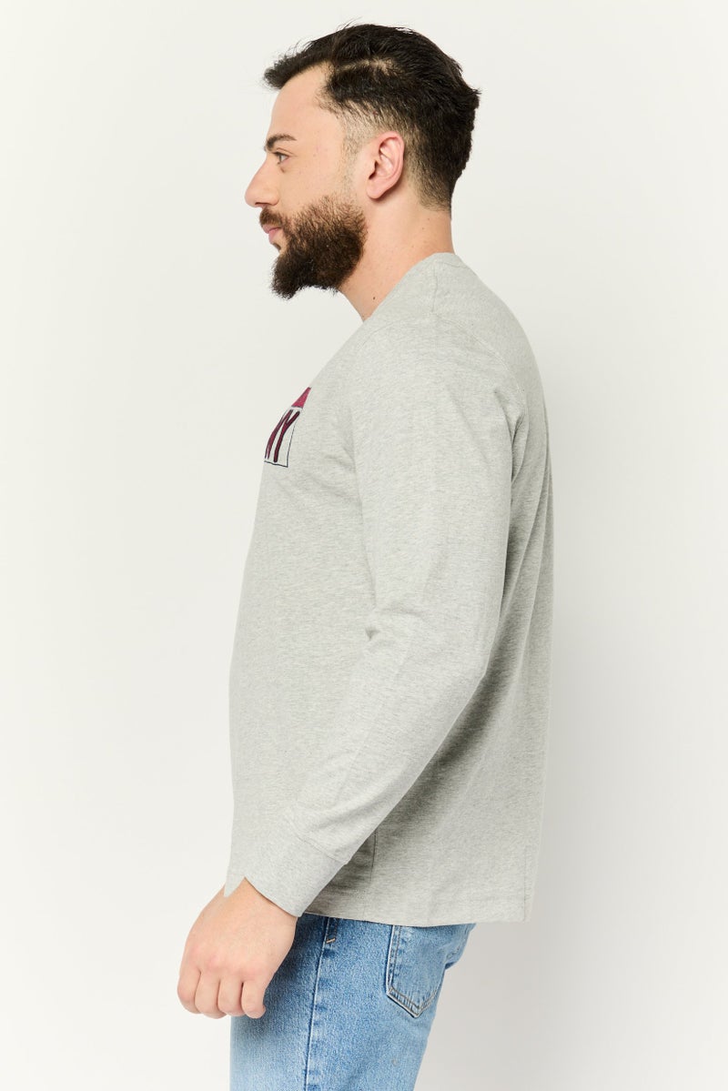 ESPRIT تي شيرتات رجالية بأكمام طويلة وطباعة جرافيك، رمادي - Image 2