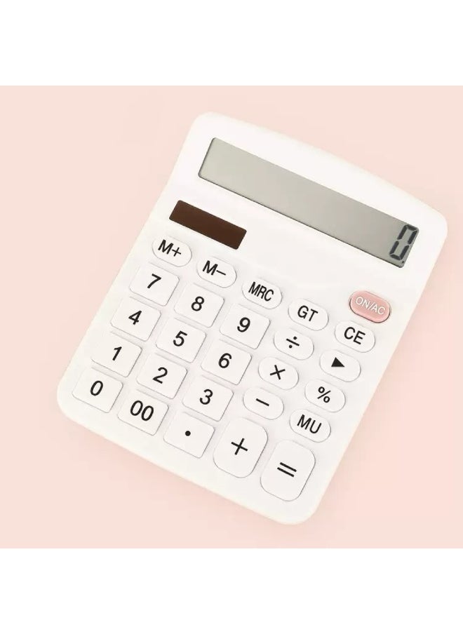 Generic - 【Solar & Battery Dual Power】12-Digit Large Display Calculator for Office, Business & Finance with GT/M+/M-/MRC/CE Functions, Extra Large Buttons, High Accuracy - Perfect for Accounting, Students, Shops & Restaurants - Portable Solar Battery Backup, Auto Power-Off, Durable Anti-Slip Design - Classic White - Image 1