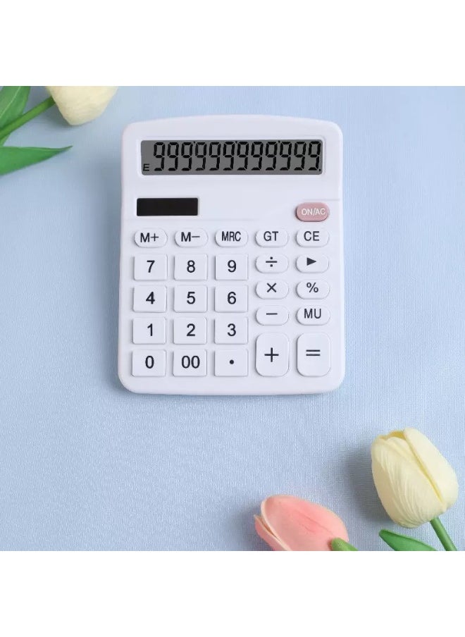 Generic - 【Solar & Battery Dual Power】12-Digit Large Display Calculator for Office, Business & Finance with GT/M+/M-/MRC/CE Functions, Extra Large Buttons, High Accuracy - Perfect for Accounting, Students, Shops & Restaurants - Portable Solar Battery Backup, Auto Power-Off, Durable Anti-Slip Design - Classic White - Image 1