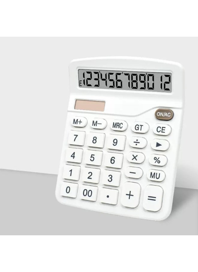 Generic - 【Solar & Battery Dual Power】12-Digit Large Display Calculator for Office, Business & Finance with GT/M+/M-/MRC/CE Functions, Extra Large Buttons, High Accuracy - Perfect for Accounting, Students, Shops & Restaurants - Portable Solar Battery Backup, Auto Power-Off, Durable Anti-Slip Design - Classic White - Image 1