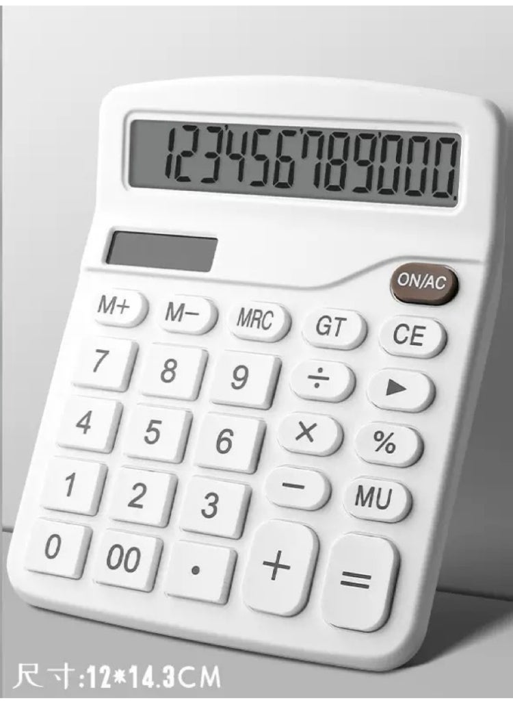 Generic - 【Solar & Battery Dual Power】12-Digit Large Display Calculator for Office, Business & Finance with GT/M+/M-/MRC/CE Functions, Extra Large Buttons, High Accuracy - Perfect for Accounting, Students, Shops & Restaurants - Portable Solar Battery Backup, Auto Power-Off, Durable Anti-Slip Design - Classic White - Image 1