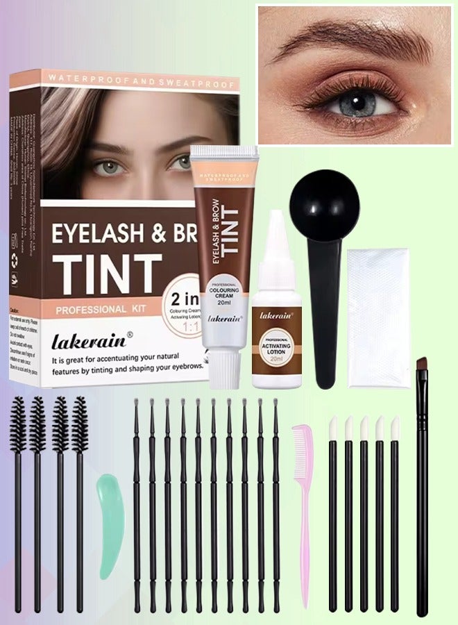 lakerain Eyelash and Brow Tint Dye Color Chestnut Kit 2 in 1 Brow and Lash Tint Professional Kit with Coloring Cream and Activating Lotion Eyebrow Tint Dye Kit Eyebrow Lash Color Kit 01 - Image 1