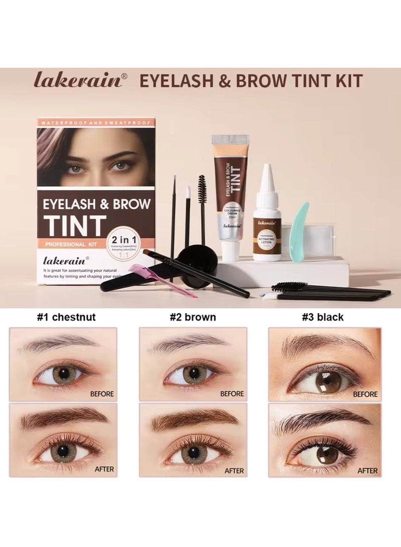 lakerain Eyelash and Brow Tint Dye Color Chestnut Kit 2 in 1 Brow and Lash Tint Professional Kit with Coloring Cream and Activating Lotion Eyebrow Tint Dye Kit Eyebrow Lash Color Kit 01 - Image 5