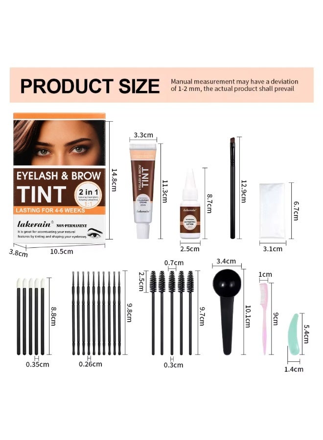 lakerain Eyelash and Brow Tint Dye Color Chestnut Kit 2 in 1 Brow and Lash Tint Professional Kit with Coloring Cream and Activating Lotion Eyebrow Tint Dye Kit Eyebrow Lash Color Kit 01 - Image 5