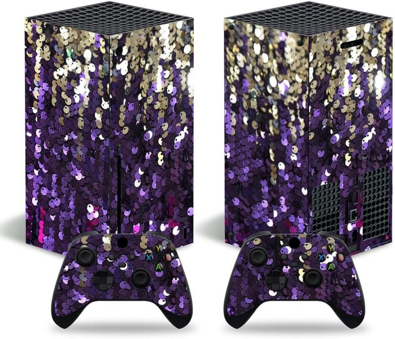 Xbox Series X Stickers Full Body Vinyl Skin Decal Protective Cover for Microsoft Xbox Series X Console and Controllers (Series X disc Purple)