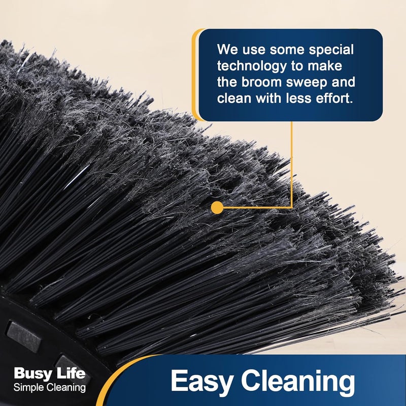 YOCADA Broom 43cm 18inch Broom Black Indoor&Outdoor Broom Commercial for Courtyard Garage Lobby Mall Market Floor Home Kitchen Room Office Pet Hair Rubbish 56.9Inch - Image 2