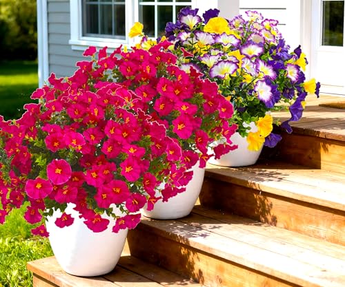 TSTWETO Artificial Faux Flowers for Outdoors 12 Bundles Artificial Plants Outdoor UV Resistant Fake Morning Glory Silk Flowers for Outside Planter Porch Patio YardRose Red - Image 3