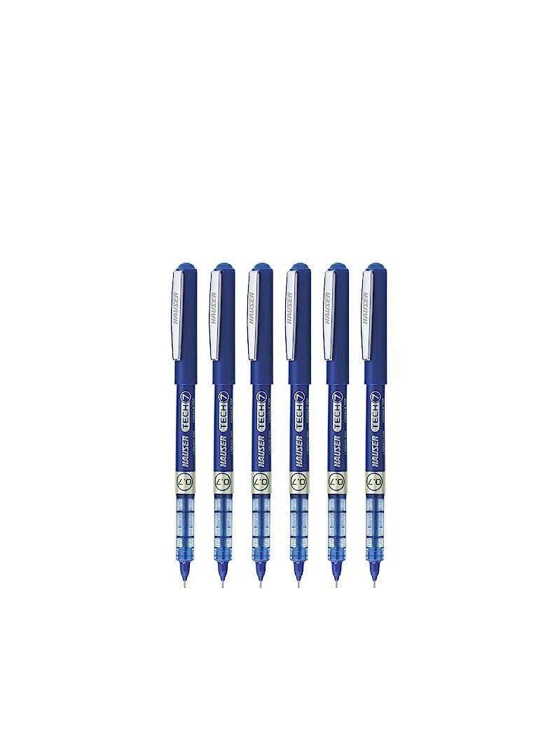 Hauser Tech 7 0.7mm Gel Pen Box Pack | Liquid Ink With German Technology | Comfortable Grip With Smudge Free Writing | Sturdy, Refillable Pen | Blue Ink, Pack Of 12 - Image 4