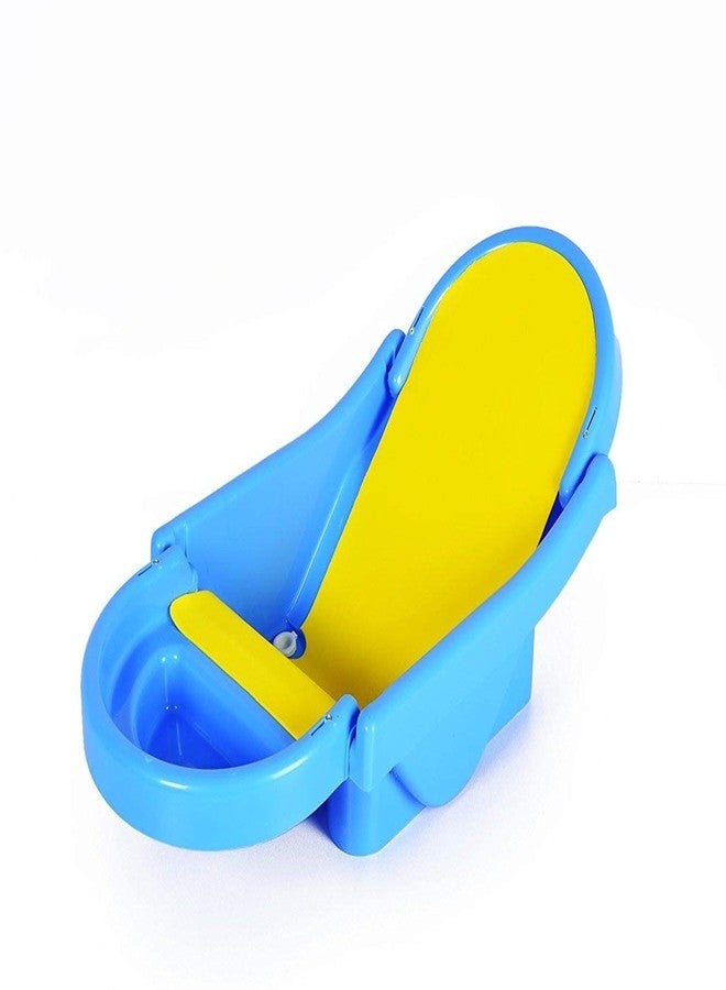 Maanit Foldable Plastic Baby Bath Tub with Anti Slip Base with Shampoo Mug (Blue) - Image 4