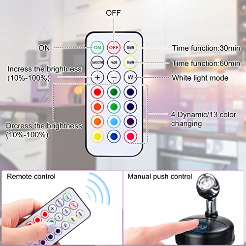 Hortsun 6 Pieces Battery Operated Spotlights Indoor LED Wireless Spotlight Indoor 13 Color up Lights with Rotatable Light Head Stick on Wall Hallway for Painting Picture Artwork Closet (Black) - Image 4