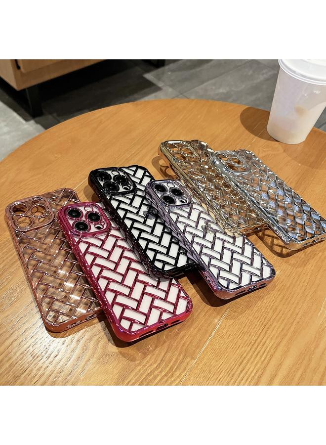 زبون جراب لهاتف iPhone 12، جراب هاتف منسوج بتقنية الطلاء الكهربائي ثلاثي الأبعاد والنقش بالليزر - Image 2