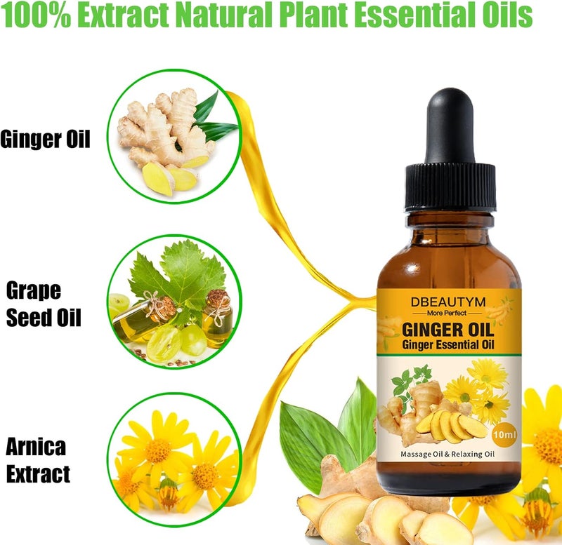 DBEAUTYM 12 Pack Ginger Oil Lymphatic Drainage Massage Oil Vitamin E Oil For Skin Belly Lymphatic Drainage Ginger Oil Arnica Ginger Oil for Lymphatic DrainageWarming Sore Muscle Massage Oil Plant Aroma Oil - Image 2
