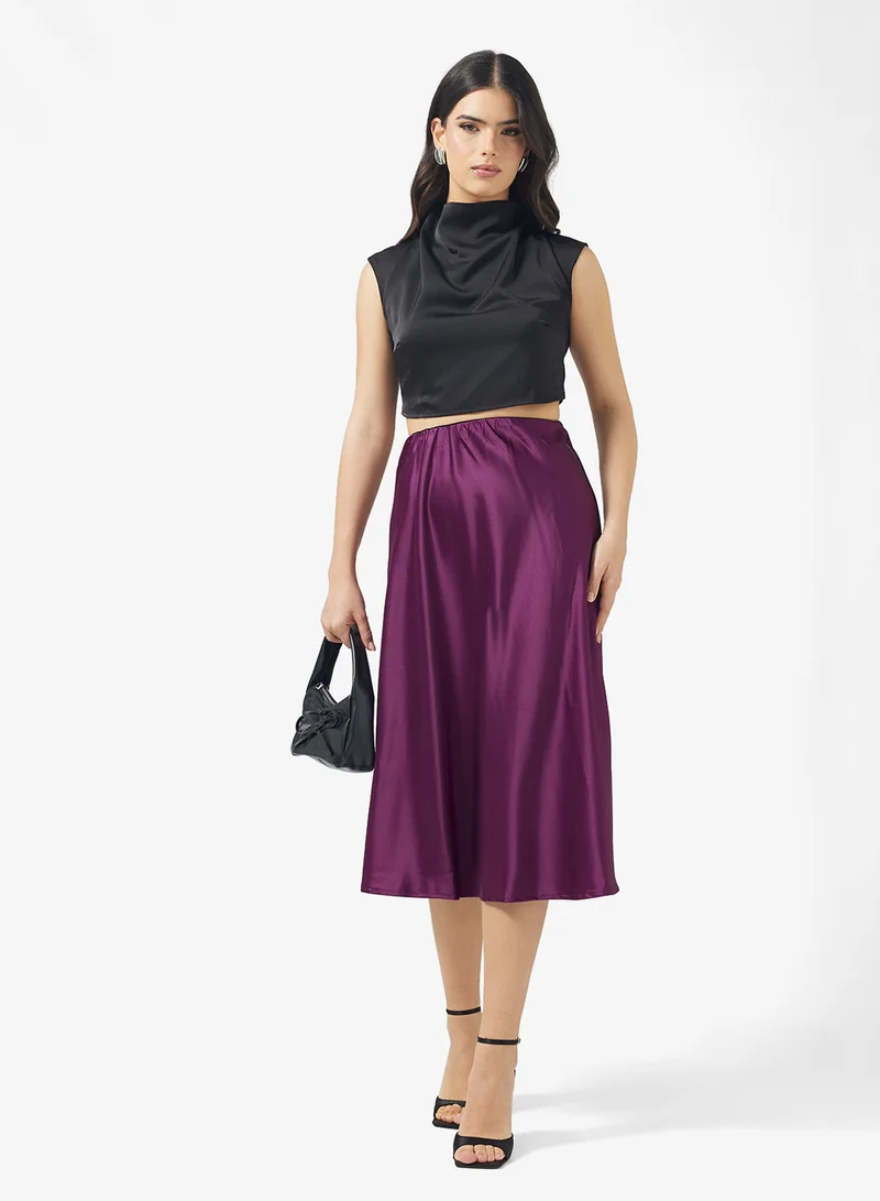 FYOR Purple Satin Maxi Skirt – Smooth & Flowing Design