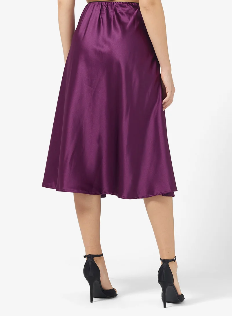 FYOR Purple Satin Maxi Skirt – Smooth & Flowing Design