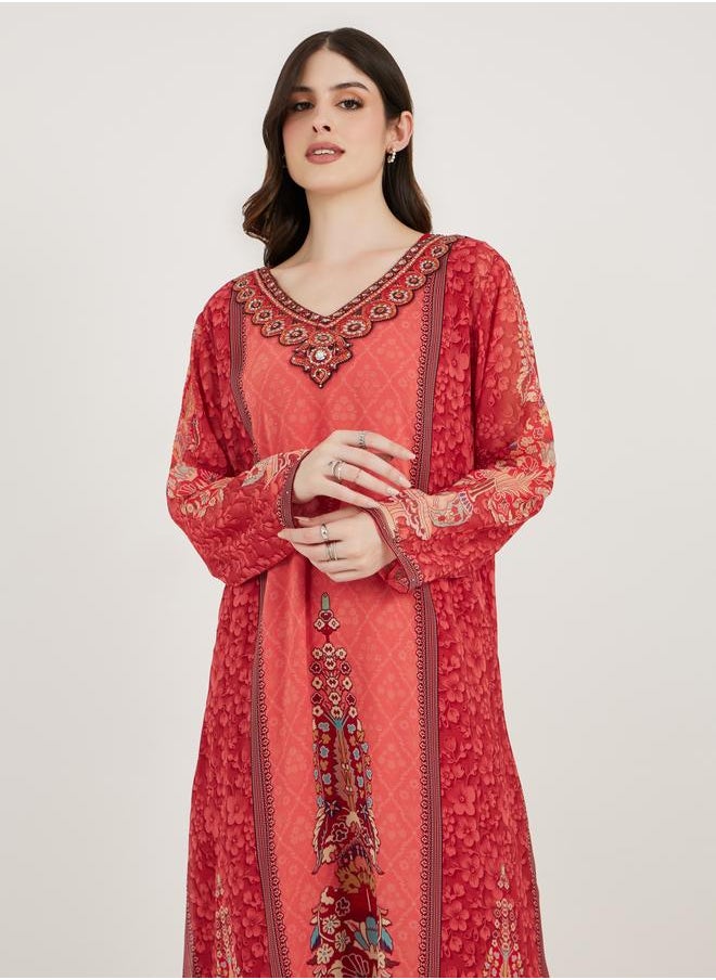 Maxim Creation Maxim Creation Printed Georgette Kaftan with Studded Detail  - Image 2