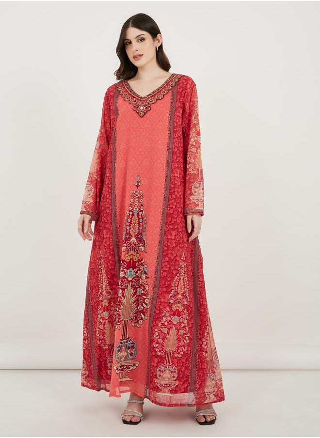 Maxim Creation Maxim Creation Printed Georgette Kaftan with Studded Detail  - Image 1