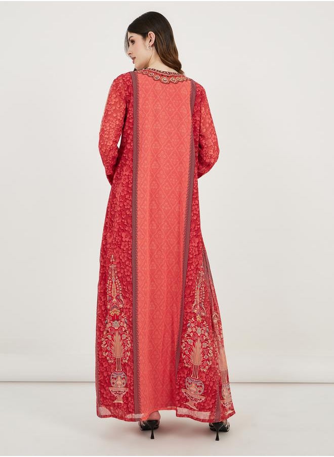 Maxim Creation - Printed Georgette Kaftan with Studded Detail by Styli - Image 1