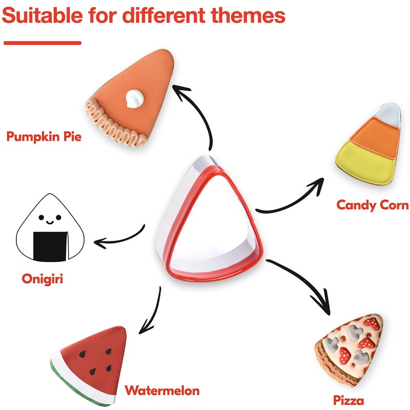 COOKIEQUE COOKIEQUE 3-Piece Candy Corn Cookie Cutter  Fall Thanksgiving Pumpkin Pie Cookie Cutters  Holiday Cookie Cutters  Unique Design with Protective Red Top PVC  - Image 3
