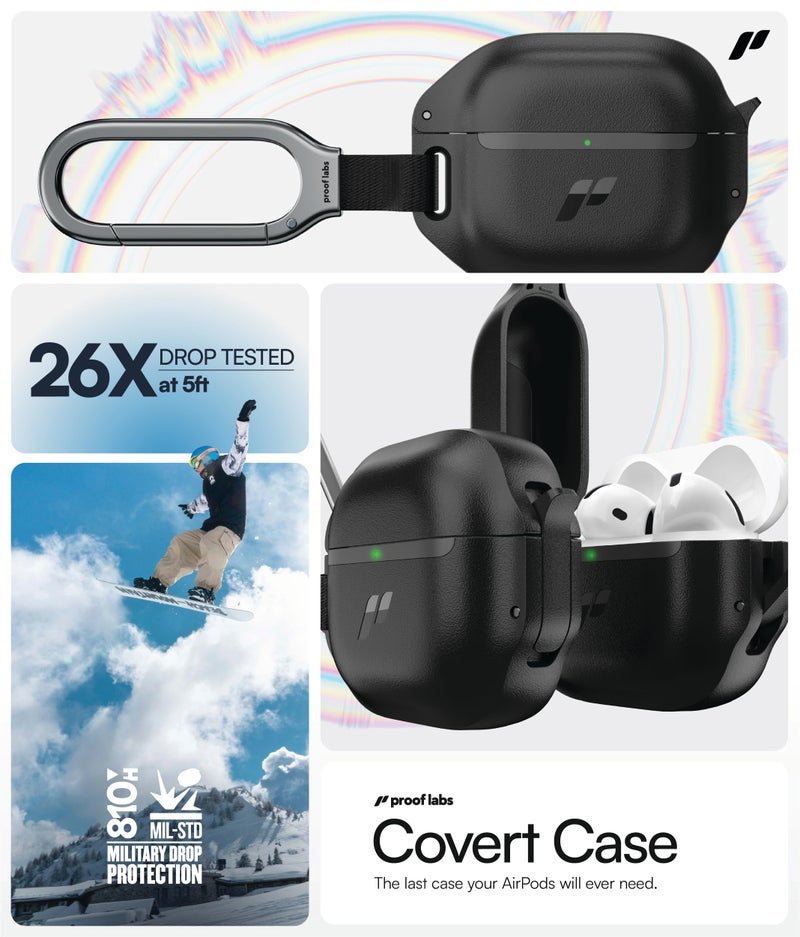 Proof Labs for AirPods 4 Case with Lock - Tough AirPods 4th Generation Case Cover with Carabiner, Rugged Protection and Hard Protective Shell (Black, AirPods 4th Gen) - Image 5