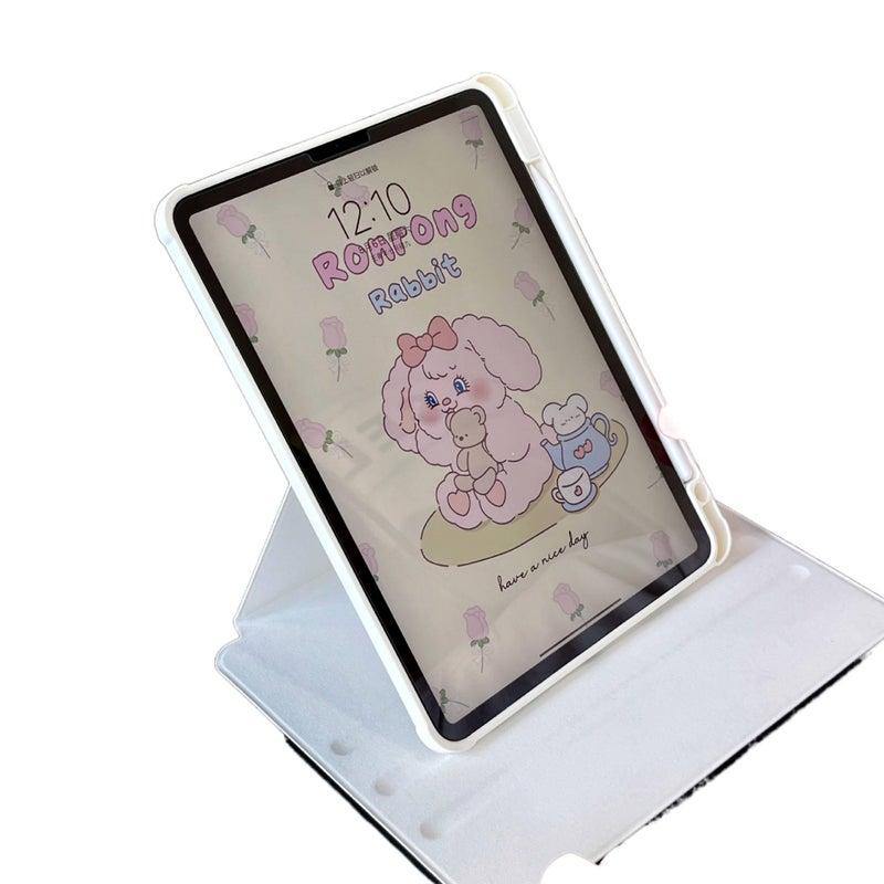 DGG White Rotating iPad Case Compatible with iPad Mini with Pencil Holder - Image 4