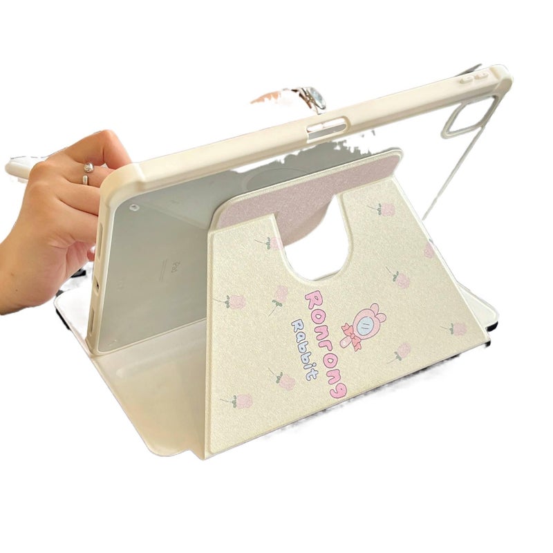 DGG White Rotating iPad Case Compatible with iPad Mini with Pencil Holder - Image 3