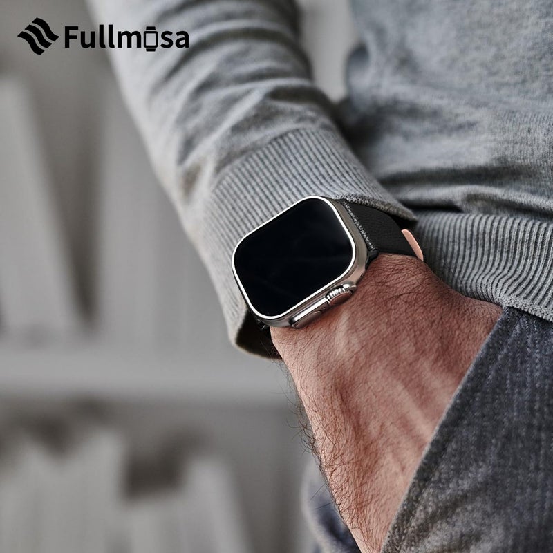 Fullmosa Leather Bands Compatible with Apple Watch 49mm 46mm 45mm 44mm 42mm 41mm 40mm 38mm Women Band Strap for iWatch Ultra 2/Ultra/10/9/8/7/6/5/4/3/2/1/SE2/SE, 49mm 46mm 45mm 44mm 42mm Black - Image 5