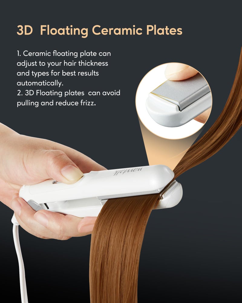 Wavytalk 0.7 Inch Ceramic Mini Hair Straightener - Small Flat Irons for Short Hair, Curls Bangs, Travel Friendly (White) - Image 5