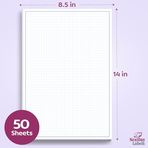 NextDayLabels Graph Paper Pad for Blueprint Drawings, Drafting, Engineering Drawing, and Planning - Graph Paper 8.5x14 Blueprint Quadrille Grid Paper Pads with Blue Lines, High Brightness 50 Sheets (1-Pack) - Image 2