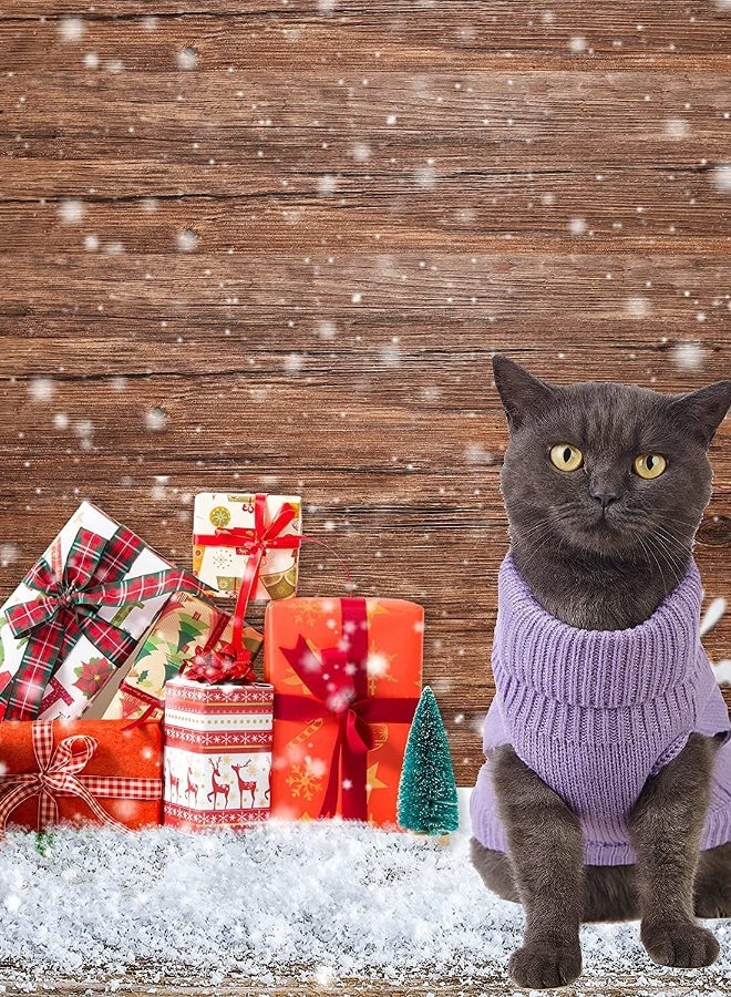 Cats Knitted Sweaters Turtleneck Knitted Sleeveless Cat Clothes Warm Winter Kitten Clothes Outfits for Cats or Small Dogs in Cold Season Purple S  - Image 5
