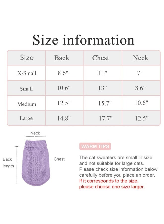 Cats Knitted Sweaters Turtleneck Knitted Sleeveless Cat Clothes Warm Winter Kitten Clothes Outfits for Cats or Small Dogs in Cold Season Purple S  - Image 3