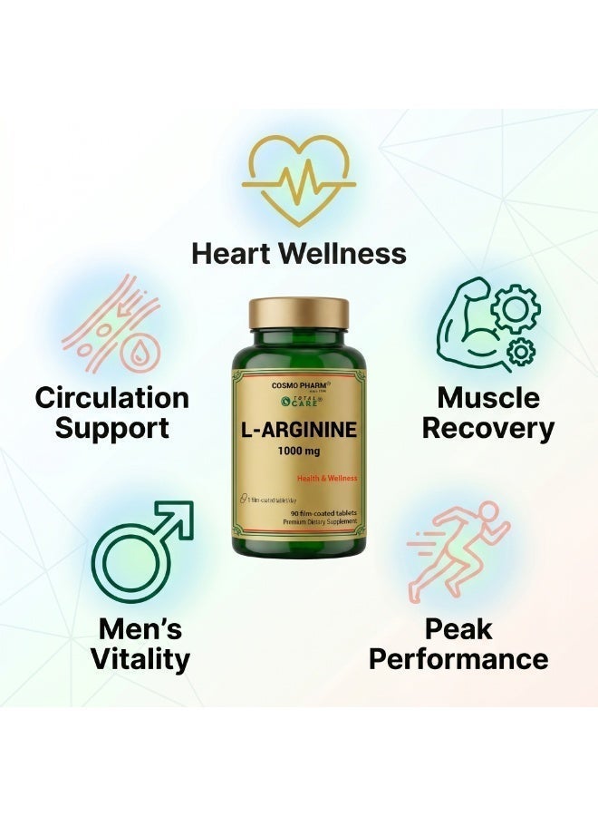 Cosmo Pharm L-Arginine 1000mg | Supports Circulation, Muscle & Active Recovery | 90 Film-Coated Tablets - Image 3
