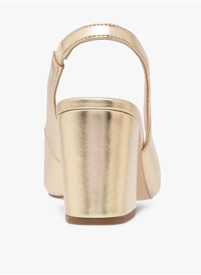 Celeste Women's Solid Slingback Shoes with Block Heels and Embellished Accent Ramadan Collection