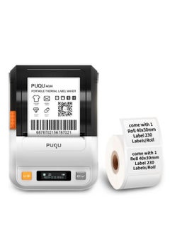 PUQULABEL Wireless Label Printer - Portable Bluetooth Thermal Label Maker with Rechargeable Battery, HD Printing for Android & iOS, Compact Pocket-Size Design for Home, Office, School & Small Business - White  - Image 1