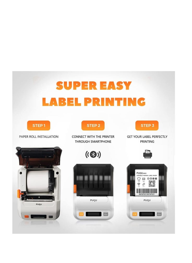 PUQULABEL Wireless Label Printer - Portable Bluetooth Thermal Label Maker with Rechargeable Battery, HD Printing for Android & iOS, Compact Pocket-Size Design for Home, Office, School & Small Business - White  - Image 5