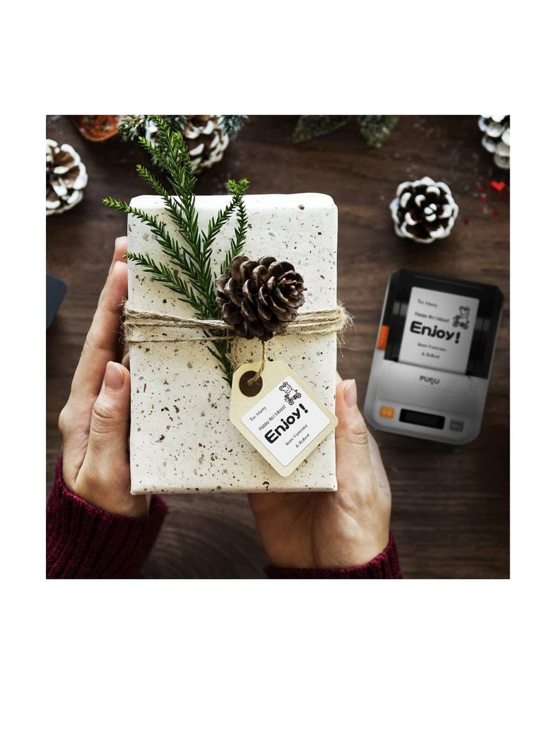Wireless Label Printer - Portable Bluetooth Thermal Label Maker with Rechargeable Battery, HD Printing for Android & iOS, Compact Pocket-Size Design for Home, Office, School & Small Business - White
