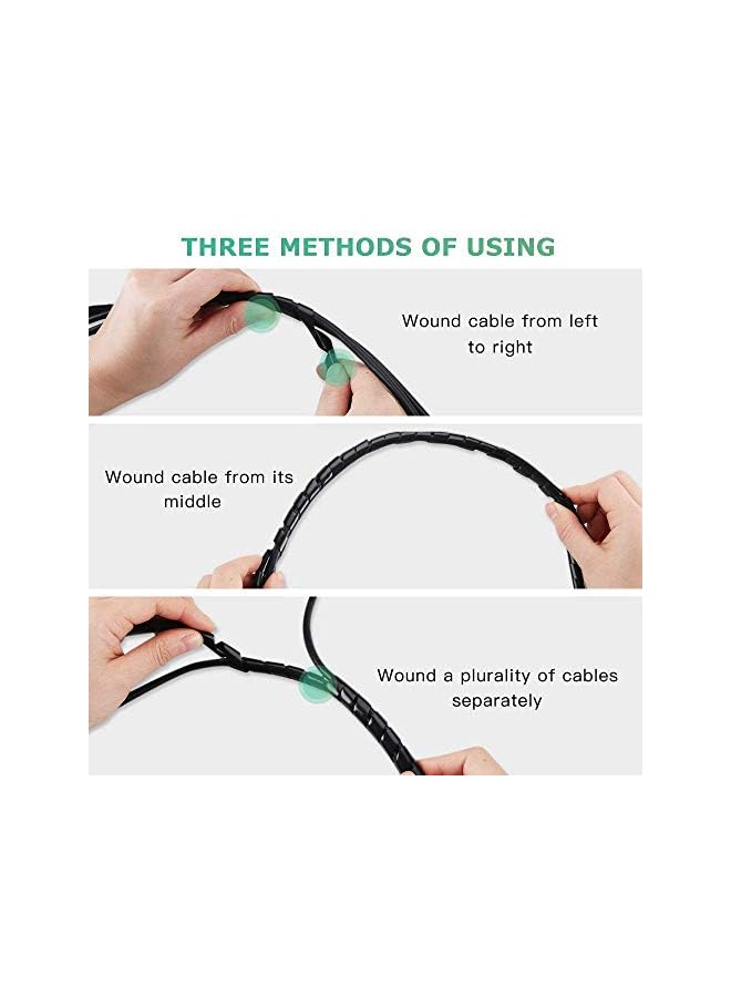 AGPtek غطاء سلك حلزوني من البولي إيثيلين 2 قطعة بطول 10 متر لحماية كابلات التلفاز وDVD والاستريو والهوائي والكمبيوتر (قطر 6 مم - طول 4 م، قطر 4 مم - طول 6 م، أسود) - Image 5