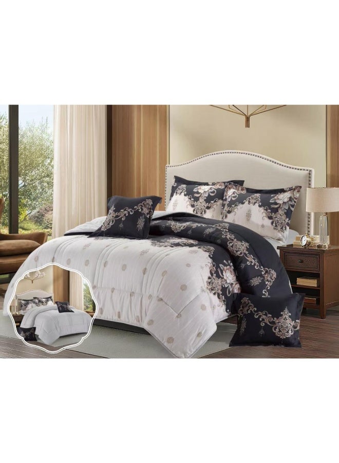 بلو سكاي مفرش سرير نفر ونص من المايكروفايبر بنسبة 100% ، غطاء سرير ، قابل للاستخدام على الوجهين، طقم مفارش بحشوة مريحة ، طقم نوم يتكون من 4 قطع ( مفرش بحشوة + واقي مرتبة + كيس مخدة + كيس وسادة مربعة ) مقاس المفرش 170X230 سم ومقاس المغاط 140x200 سم ( اللون نفس الصورة) - Image 2