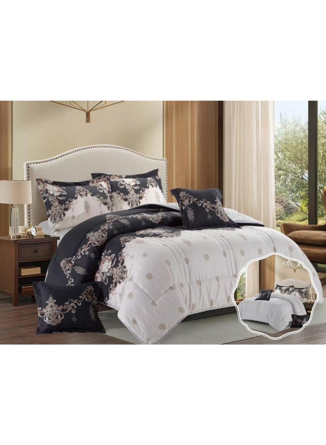 بلو سكاي مفرش سرير نفر ونص من المايكروفايبر بنسبة 100% ، غطاء سرير ، قابل للاستخدام على الوجهين، طقم مفارش بحشوة مريحة ، طقم نوم يتكون من 4 قطع ( مفرش بحشوة + واقي مرتبة + كيس مخدة + كيس وسادة مربعة ) مقاس المفرش 170X230 سم ومقاس المغاط 140x200 سم ( اللون نفس الصورة) - Image 1