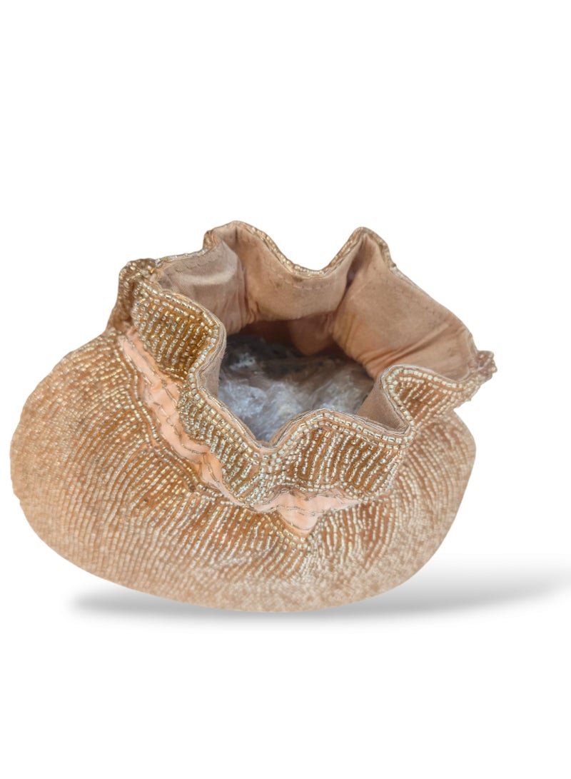 أركاد حقيبة بوتلي نسائية مطرزة بالخرز من أركاد – حقيبة يد ذهبية بسحب للخيط للأعراس والحفلات - Image 5