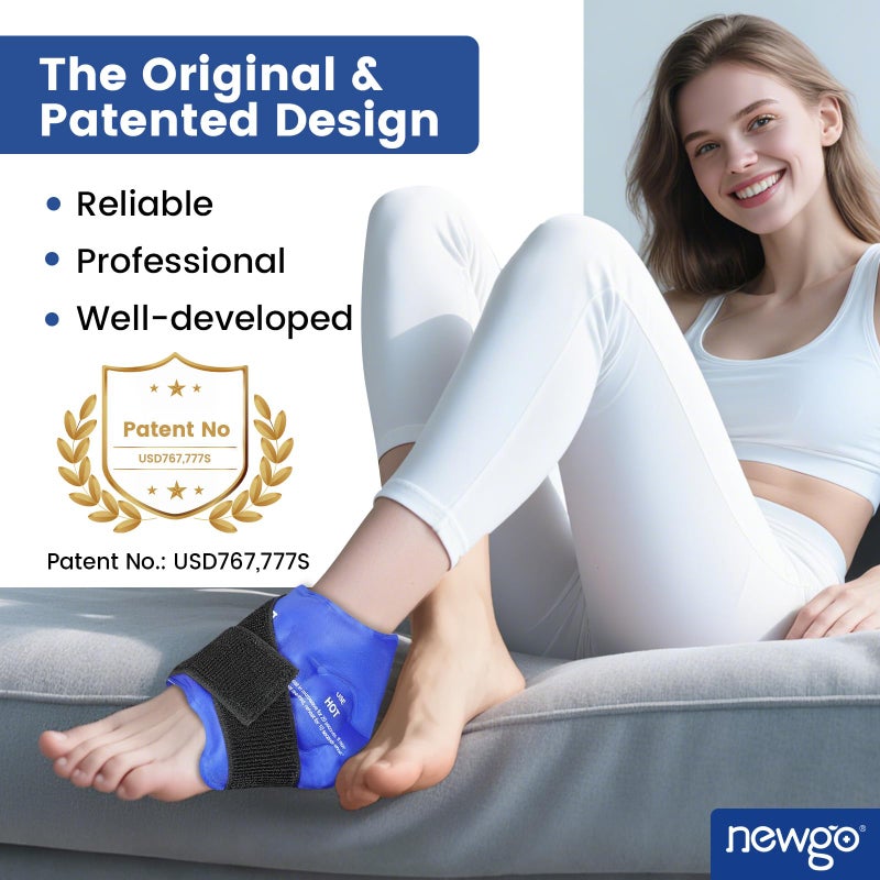 NEWGO Ankle Ice Pack Wrap for Sprained Relief, Ice Pack for Ankle Inuries Reusable, Cold Therapy for Ankles Swelling, Post Surgery Recovery - Blue - Image 2