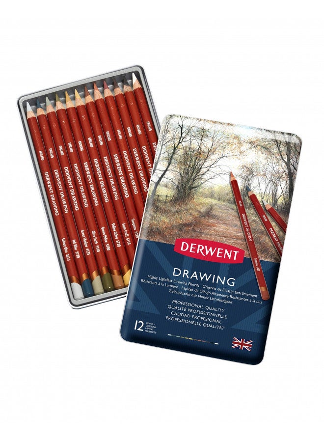 Derwent Colored Drawing Pencils, 5mm Core, Metal Tin, 12 Count (0700671) - Image 2