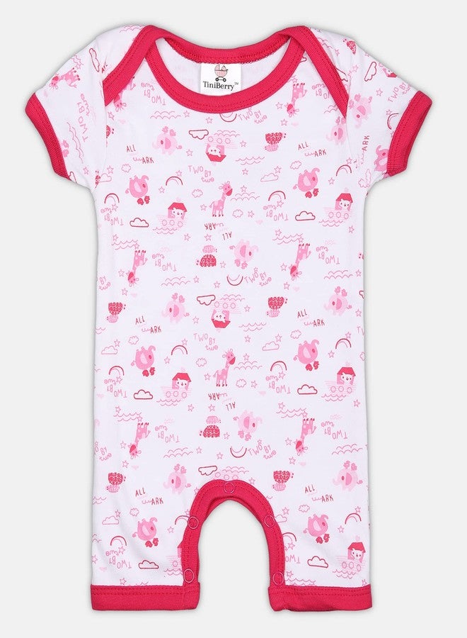 TiniBerry Baby Cotton Bodysuit/Romper/Onesie/Dungaree Knee Length For Baby Boys And Baby Girls (Pack of 3) (6-9 Months, Rani) - Image 4