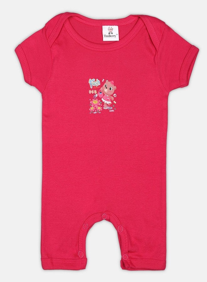 TiniBerry Baby Cotton Bodysuit/Romper/Onesie/Dungaree Knee Length For Baby Boys And Baby Girls (Pack of 3) (6-9 Months, Rani) - Image 2